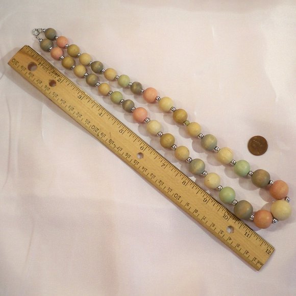 Washed Pastel Colored Wood Beads 24" Necklace - Picture 7 of 7